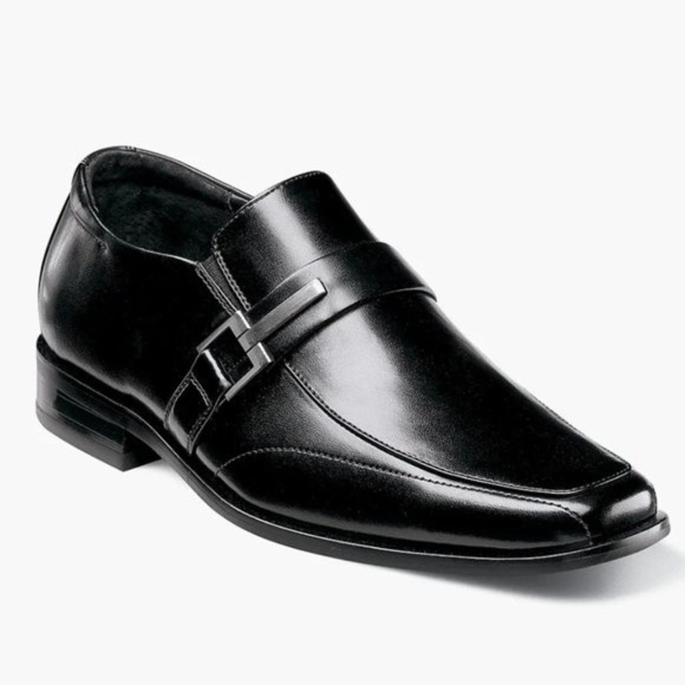 New STACY ADAMS Boys Kids Size 3 Bartley Black Slip On‎ Loafers Dress Shoes